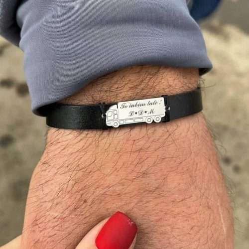 Bratara tir pe piele neagra 1 cm