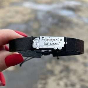 Bratara tir pe piele neagra 1 cm