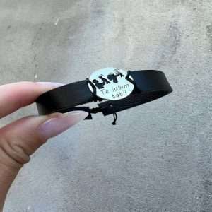 Brățara Banut 15 mm(familia) pe piele neagra 1 cm