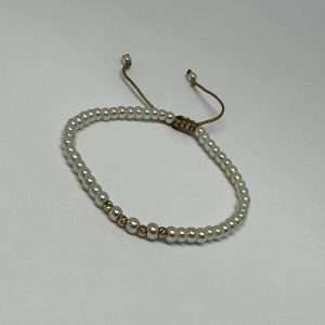 Brățara cu perle crem Swarovski și bilute