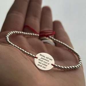 Brățara bănuț 15 mm “mama,ești mai puternică decât crezi …“ și bile