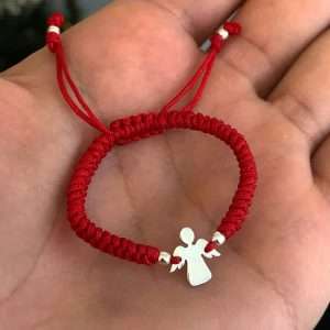 Brățara înger12 mm  și 4 bilute , împletitura snake knot