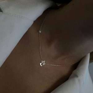 Lănțișor cu înger 12 mm sudat și o perla Swarovski albă
