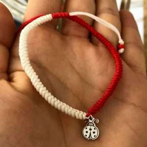 Brățara împletită snake knot și buburuză 10 mm