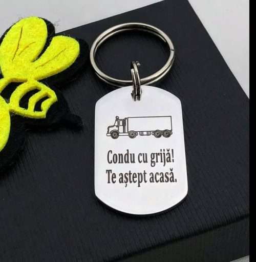 Breloc “ Condu cu grijă! ”  Inox