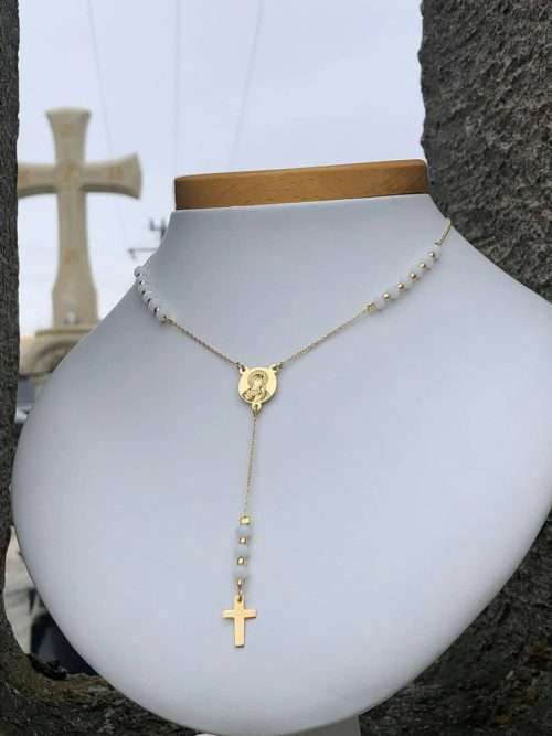 Lanț Rozariu cristale albe