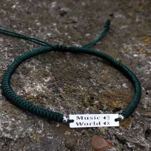 Brățară tăblița”Music/world “impletita snake knot și 2 bile